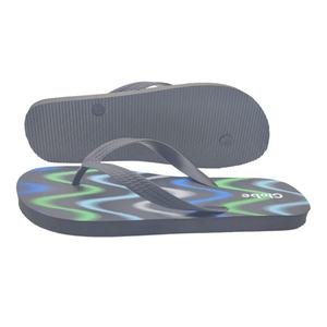 รองเท้าแตะชายลายคลื่นสีน้ำเงินเขียว ลายซิกแซก รองเท้าชายหาดกันลื่น รองเท้าแตะฤดูร้อน สกรีนโลโก้ได้ แฟชั่น - Product Image 1
