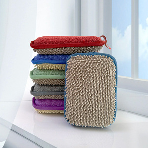 Éponge de nettoyage en microfibre chenille de qualité supérieure, épaisse et résistante, avec boucles torsadées pour surfaces de carrelage et de salle de bain - Product Image 5