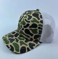 Sombrero de camionero de pato retro personalizado Sombrero de camionero de malla marrón en blanco 6 paneles Gorras de algodón Gorra de camionero con logotipo bordado 3D Camo