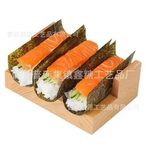 Support de présentation rectangulaire en bois massif pour sushis, couleur naturelle, multi-compartiments - Product Image 5