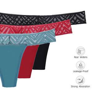 Braguitas Menstruales Anti-Fugas Tipo Tanga para Mujer, Ropa Interior Sexy para el Periodo, 4 Capas, Braguitas Fisiológicas, Talla <span class=keywords><strong>4XL</strong></span> - Product Image 4