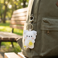 Porte-clés en cuir PU avec motif d'ours, rembourrage en coton, pendentif de sac mignon personnalisé pour décoration, cadeaux pour filles