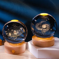 Usine personnalisé populaire 3D galaxie lune solaire Souvenir cadeaux couleur claire bois lumière LED veilleuses