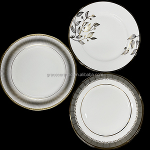 Service d'assiettes plates en céramique au design moderne et électrique doré, vaisselle de luxe, nouveaux ensembles de 36 pièces de vaisselle en porcelaine pour 12 personnes - Product Image 2