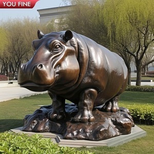 Statue d'hippopotame en bronze grandeur nature pour jardin, sculptures d'animaux en laiton pour l'extérieur - Product Image 4