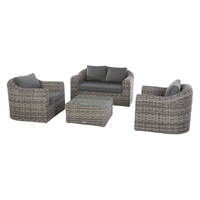 Zeitgenössisches Luxus-Rattan-Gartensofa-Set mit Aluminiumrahmen Umweltfreundliche Outdoor-Sitzgruppe für Villa & Wohnzimmer