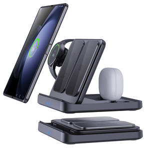 แท่นชาร์จไร้สายพับได้ Fold Go 3 in 1 แบบสามขดลวด 15W ชาร์จเร็ว พกพาสะดวก สำหรับโทรศัพท์ นาฬิกา และหูฟัง - Product Image 6