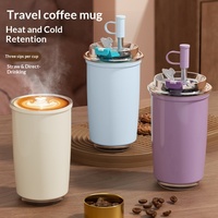 Botol Minum Kopi Vakum Isolasi Stainless Steel 316 untuk Kantor dan Perjalanan, Dua Fungsi, Isolasi Termal 6-12 Jam