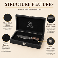 Boîte cadeau de luxe en bois noir mat avec doublure en velours pour l'emballage de lames en acier, vente en gros d'articles de cuisine haut de gamme OEM