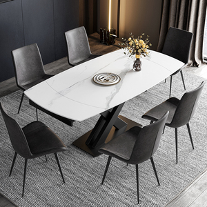 Ensemble de table à manger en marbre moderne aspect haut en céramique artificielle coréenne italienne dubaï blanche rectangle luxe 6 8 10 12 places en marbre - Product Image 5