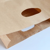 Sacs en papier kraft biodégradables, imprimés flexo, recyclables et respectueux de l'environnement, avec poignée découpée, pour la pizza, les aliments pour animaux et les emballages cadeaux d'épicerie