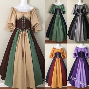 Chemise corsé vestido renacentista <span class=keywords><strong>disfraz</strong></span> Hada elfo <span class=keywords><strong>disfraz</strong></span> <span class=keywords><strong>Halloween</strong></span> mujeres vestido Medieval bata Puff mangas Elven para adultos 5XL - Product Image 2