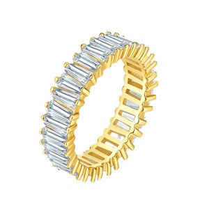 <b>Emerald</b> Cut Moissanite Eternity <b>Band</b> <b>Ring</b> 18K Gold Plated Channel Setting Women's Luxury Geometric Wedding <b>Ring</b> - Product Image 1