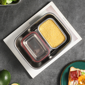 Conjunto de contenedores de almacenamiento de alimentos y aperitivos de acero inoxidable al por mayor, almacenamiento de metal reutilizable con contenedor de aperitivos, contenedor de almacenamiento de alimentos - Product Image 3