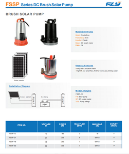 Pompe à eau solaire Fly Bulk FSSP DC Brush 12M 48V, pompe submersible, système de panneaux solaires et batterie, <span class=keywords><strong>kit</strong></span> d'irrigation hors réseau - Product Image 2