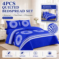 En stock : Ensemble de literie matelassé en microfibre 4 pièces avec drap-housse et 2 taies d'oreiller – Couvre-lit doux – Vente en gros