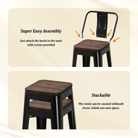 Chaises de bar de jardin en gros à prix abordable pour cuisine, chaise Tolix en acier noir avec assise en métal