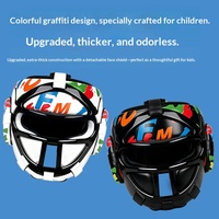 Casque de boxe Sanda pour enfants, équipement professionnel anti-chute, pour sparring et compétition, avec masque facial épaissi style Monkey-Face pour Muay Thai