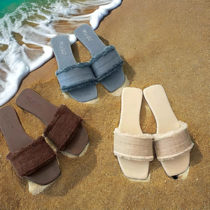 รองเท้าชายหาดพื้นยางหุ้มผ้าแคนวาสขายส่งราคาถูก พร้อมพื้นรองเท้านุ่ม ซับในผ้าตาข่าย สไตล์หวานๆ สำหรับฤดูร้อน คุณภาพดีจากโรงงาน - Product Image 2