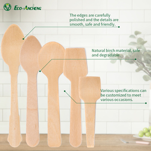 <span class=keywords><strong>Cubiertos</strong></span> Desechables Biodegradables Naturales de Madera de Abedul, Cuchara de 95 mm, Ecológicos para Bebés, Modernos para Acampar, Libres de BPA, Aptos para Alimentos, Mini Ancheng - Product Image 2