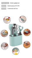 Ensemble de 8 ustensiles de cuisine en acier inoxydable pour la cuisson, accessoires de rangement de cuisine, ensemble d'ustensiles de cuisine en silicone