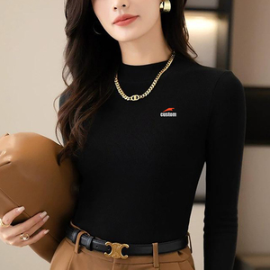 Maglietta Invernale Personalizzata a Collo Alto, Maniche Lunghe con Fodera in Pile, Top da <span class=keywords><strong>Donna</strong></span> Termoisolante - Product Image 5