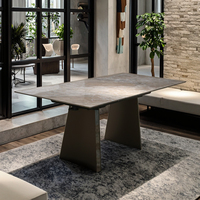 Meubles de salle à manger modernes et luxueux sur mesure, pieds en métal, verre trempé, céramique, pliable, utilisation hôtelière, design multifonctionnel