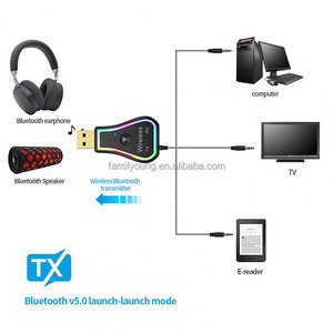 Adaptateur émetteur-récepteur <span class=keywords><strong>audio</strong></span> Bluetooth M11 3,5 mm AUX USB, lumière d'ambiance <span class=keywords><strong>sans</strong></span> <span class=keywords><strong>fil</strong></span>, mains libres <span class=keywords><strong>pour</strong></span> voiture, maison, télévision, <span class=keywords><strong>casque</strong></span> - Product Image 5