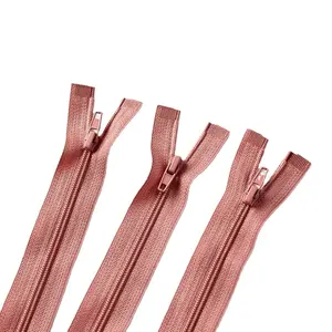 High Quality Custom Garment Auto Lock Pink Resin Long Chain Hoody Zipper