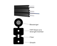 Kabel Drop FTTH Kustom 1 2 4 Core G657A, Harga Pabrik OEM GJYXCH Kabel Serat Optik Dalam Ruangan dengan Kawat Baja 1.0mm LSZH 1KM
