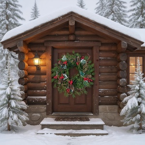 34cm Plastic Artificial Christmas <b>Wreath</b> Door Decoration Christmas Style Factory Wholesale - Product Image 4