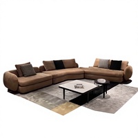 Canapé d'angle incurvé Qiyu en velours floqué, style italien minimaliste, une place, en forme de L, avec éponge haute densité pour salon