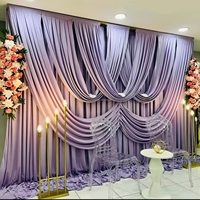 Ensemble de rideaux de fond de scène préfabriqués Muwei en soie laiteuse mate violette, style romantique, pour décoration de mariage