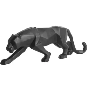 Bán Buôn Tuỳ Chỉnh Handmade Sợi Thủy Tinh Động Vật Bức Tượng Hình Học Black Panther Nhựa