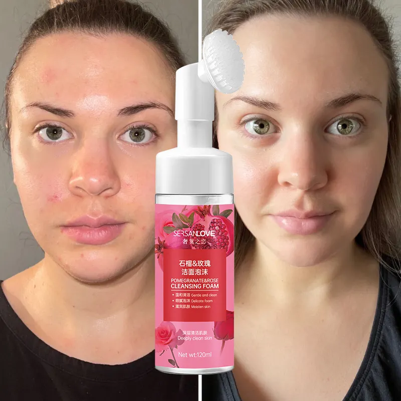 Private Label Veganistische Aminozuur Reinigende Mousse Verwijderen Make-Up Hydraterende Face Wash Rose Schuimende Gezichtsreiniger