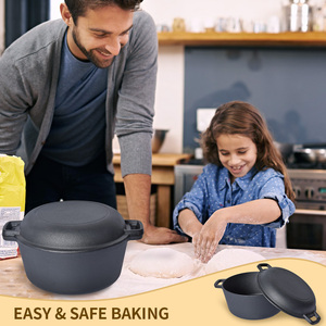 2-Trong-1 Gang Combo Loaf Pan Có Thể Đảo Ngược Vỉ Nướng Nắp Pre-Dày Dạn Kép Xử Lý Thiết Kế Lò Nướng & Stovetop An Toàn Bánh Mì Nồi - Product Image 4