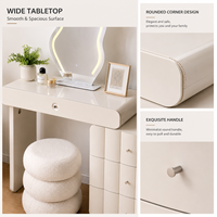 Miroir de maquillage éclairé de style crème moderne avec finition laquée en MDF pour chambre à coucher et salle de bain