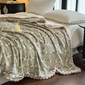Petite couverture légère en polaire de polyester à motifs floraux corail pour chambre à coucher, canapé et châle de sieste - Utilisation printemps/automne - Product Image 6