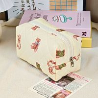 Tas Makeup Jacquard Bermotif Bunga Kecil Baru untuk Perjalanan, Perawatan Kulit, Tas Ritsleting, Tas Penyimpanan Portabel Kapasitas Besar, Tas Lembut