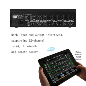 Console de mixage numérique professionnelle 12 canaux en métal avec amplificateur intégré, connectivité <span class=keywords><strong>Bluetooth</strong></span> et USB pour utilisation en studio - Product Image 6