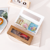 Boîte alimentaire rectangulaire en kraft jetable personnalisée avec fenêtre transparente, en carton recyclé pour desserts et pain, vente en gros