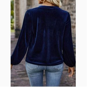 Blusas Holgadas de Terciopelo para Mujer, Tops de <span class=keywords><strong>Manga</strong></span> Larga para Otoño y Primavera, Casuales, Transpirables, Lisas - Product Image 2