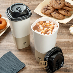 <span class=keywords><strong>Gobelet</strong></span> en <span class=keywords><strong>carton</strong></span> kraft jetable à emporter écologique biodégradable avec logo personnalisé boisson chaude froide thé café carré en papier avec <span class=keywords><strong>distributeur</strong></span> de bavette - Product Image 3