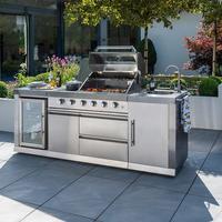 Vermonhouzz Ensemble de cuisine modulaire en acier inoxydable avec barbecue intégré et évier