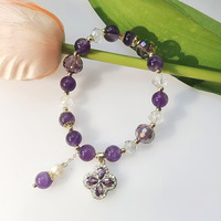Échantillons gratuits, perles d'améthyste personnalisées de haute qualité, pendentif en cristal, breloques élastiques, bracelet, bijoux