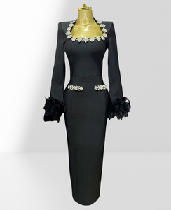 Nouveautés 2026 <span class=keywords><strong>Robe</strong></span> bandage moulante <span class=keywords><strong>de</strong></span> luxe avec cristaux et manches en plumes, <span class=keywords><strong>robe</strong></span> <span class=keywords><strong>de</strong></span> soirée glamour, <span class=keywords><strong>robe</strong></span> <span class=keywords><strong>de</strong></span> soirée élégante <span class=keywords><strong>de</strong></span> haute qualité - Product Image 5