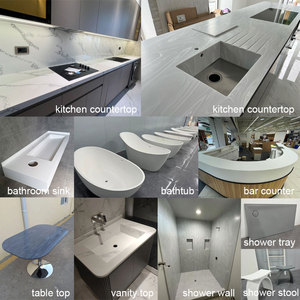 Lavabo mural double en pierre <span class=keywords><strong>de</strong></span> surface solide acrylique rectangulaire moderne 1200x450x120mm pour villa et chambre à coucher - Product Image 3