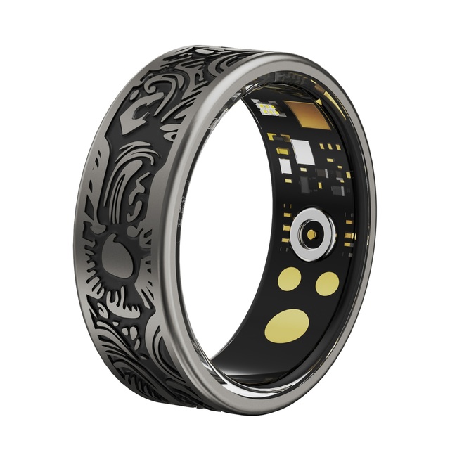 Stainless Steel Smart Ring Heart Rate Blood Pressure Blood Oxygen Sleep Monitoring Exercise Tracking Android for Compatible