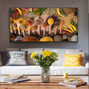 Tableaux sur toile murale « Épices sur la table », Affiches et impressions décoratives pour cuisine, Peintures murales modernes sur toile, Cuadros - Product Image 1