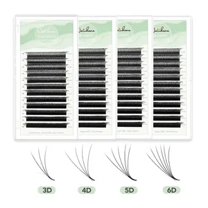 プライベートラベル0.07mmWラッシュエクステンション3D4D 5D 6DクローバーWシェイプボリュームカシミアラッシュエクステンション